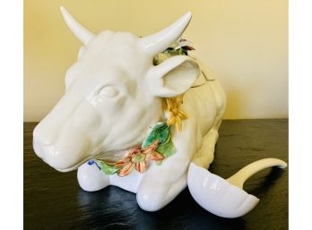 Super Cool Bull Soup Tureen With Ladle, Numbered 6605 1/2