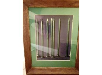 Framed Photo Of Nails - Vintage Oak Frame