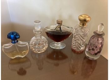 5 Assorted Glass Perfume Bottles