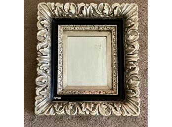 Ornate Grand Silver And Black Mirror, Beveled Glass, Black Paint Is Chipping Just Adds To The Charm