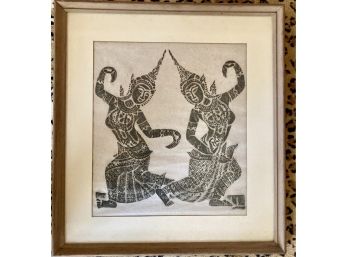 Framed Thai Block Print On Rice Paper