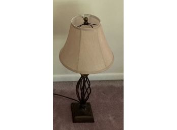 Brushed Bronze Finish Table Lamp With Marble Accent And Cream Shade 2 Of 2