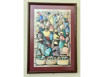 Herbert Mason '84 Original Jamaican Marketplace Watercolor