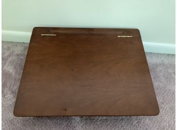 Wooden Lap Desk With Beanbag Bottom And Hinged Lid And Storage