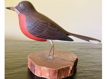 Carved Wooden Robin By John Day On Cedar Base