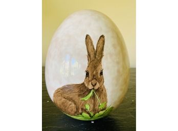 Ceramic Egg With Bunny And Cabbage