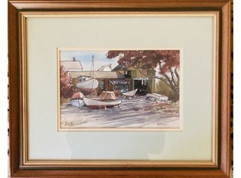 M. Chase 'The Boat Shop' Framed Watercolor