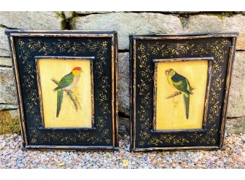 Pair Of Birds Painted On Board