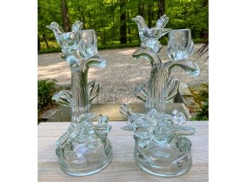 Glass Bird Candlesticks