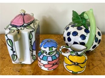 Hand Painted Tea Coffee Service Set And Fun Pitcher