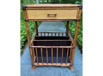 Rattan Side Table With Magazine Storage