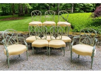 Set Of 10 Dining Chairs - Great Design And Sunny Yellow Fabric