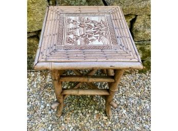 Bamboo Accent Table With Tile Top