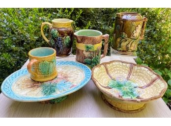 Vintage Majolica Pottery - 6 Pcs