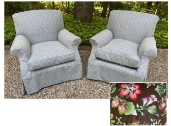 Pair Of High Quality Custom Down Upholstered Chairs - Zipper Slipcover (2 Chairs In 1!)