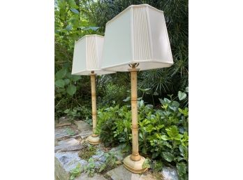 Hand Painted Faux Bamboo Lamps By Woolpit Interiors