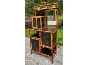 AMAZING Vintage Painted Bamboo Etagere