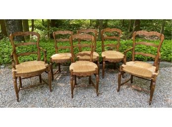 Set Of 6 Dining Chairs With Rush Seats