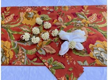 Pottery Barn Table Runner & Napkin Rings