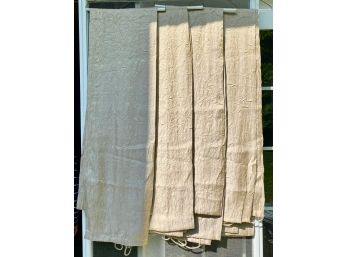 Four Curtain Panels, Crinkle Texture With Golden Highlights