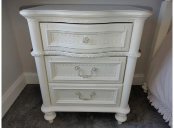 Three Drawer White Painted Bedside Cabinet