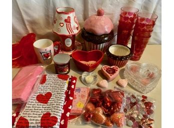 Valentines Day Lot - Cupcake Cookie Jar & More!