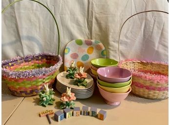 Happy Easter Party Lot! Plates, Bowls, Baskets, & Decor