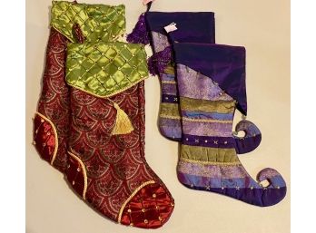 Pier 1 Satin Christmas Stockings & 2 Others