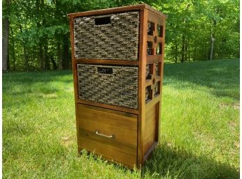 One Drawer Wood  With 2 Baskets