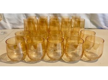 Pier 1 Amber Crackle Luster Large & Small Tumblers