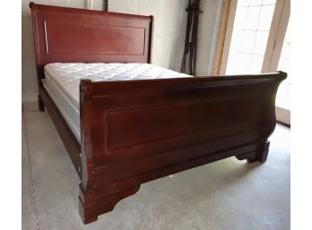 Cherry Stained Queen Sleigh Bed And Mattress