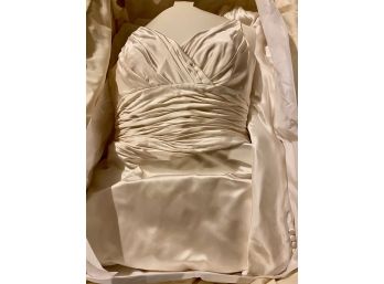 Romona Keveza Champagne Silk Wedding Gown, Professionally Preserved & Guaranteed