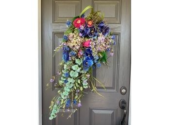 Beautiful Floral Door Wreath With Bird Nests