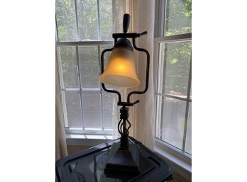 Black Metal Desk Lamp With Glass Shade