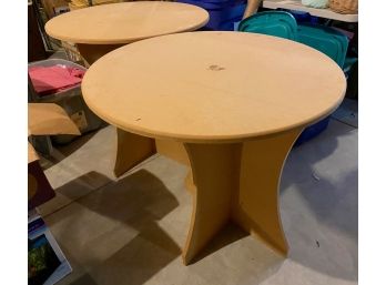 Pair Of Pressed Wood Round Tables