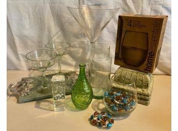 Misc Glass Lot Inc. Oversized Martini, Margaritas, Napkin Holders