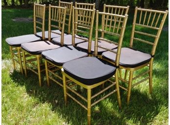 Charming Gilt Faux Bamboo Dining Chairs (8)