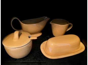 Pottery Barn Sausalito Amber Butter Dish, Cream & Sugar, Gravy Boat