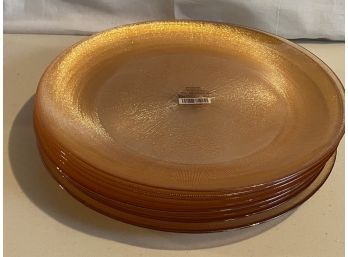 Pier 1 Amber Glass Ribbed Underplates (8)