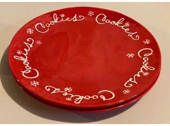 Pair Of Red Hallmark Cookie Plates