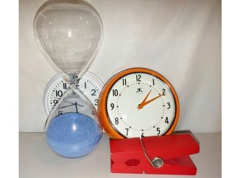 Large Hour Glass, 2 Clocks & Oversized Clothes Pin (4)