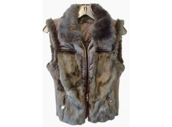 Guess Authentic Brand Rabbit Fur Trimmed Vest