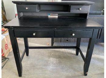 Two Piece Black Stained Desk And Hutch Top