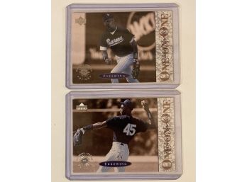 Pair Of Michael Jordan 95' Baseball Rookie Cards - One-on-One #1 And #2