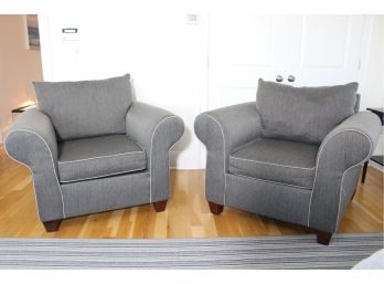 A Pair Of May Furniture Rolled Arm Chair In Light Grey