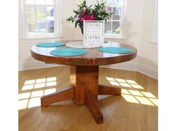 Custom Solid Wooden Table With Nail Head Border