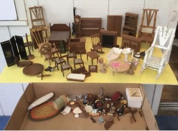 Vintage Large Lot Of Dollhouse Furniture