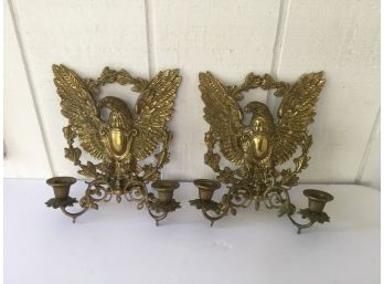 PR. Vintage Brass Eagle Hanging Sconces