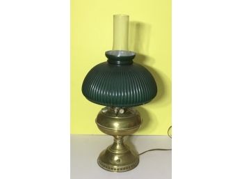 Antique Bradley & Hubbard Lamp, Green Glass Shade