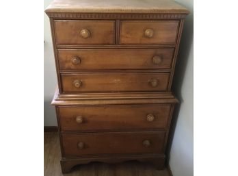 Vintage Maple Highboy 6 Drawer Dresser